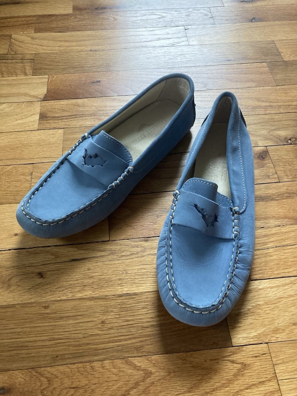 Laurent Effel St Barth Mens Blue Nubuck Moc Toe Loafer Shoes Size EUR 40